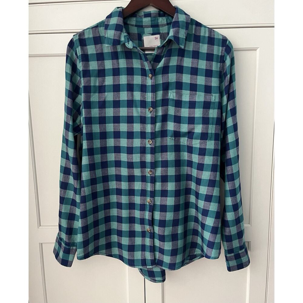 So women button down Favorite shirt plaid size L cotton /modal